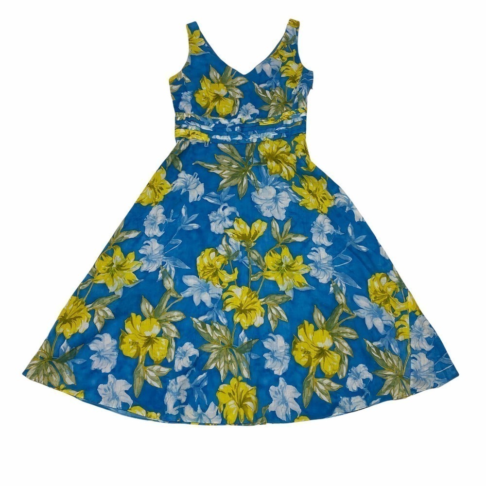 CYNTHIA Howie Blue Green Floral Sleeveless Dress - Picture 5 of 11